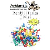Harita Civisi Renkli 100 Lu 1 Paket Renkli Mantar Pano Raptiyesi Pano Ignesi Ofis Okul Buro Renkli Harita Civisi