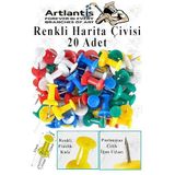 Harita Çivisi Renkli 20 li 1 Paket Plastik Mantar Pano Raptiyesi Pano İğnesi Ofis Okul Büro Harita Çivisi