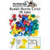 Harita Çivisi Renkli 20 Li 1 Paket Renkli Plastik Mantar Pano Raptiyesi Pano İğnesi Ofis Okul Büro Renkli Harita Çivisi