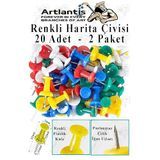 Harita Çivisi Renkli 20 li 2 Adet Plastik Mantar Pano Raptiyesi Pano İğnesi Ofis Okul Büro Harita Çivisi
