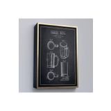 Harita Sepeti Altın Çerçeveli 1951 Tarihli Bira Bardağı Patent Çizimi Dekoratif Kanvas Duvar Tablosu 55 X 75 Altın Frm_5213
