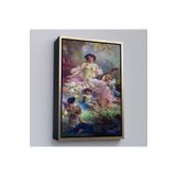 Harita Sepeti Altın Çerçeveli Bahçedeki Anne Ve Melekleri Dekoratif Duvar Tablosu 25 X 35 Altın Frm_6214