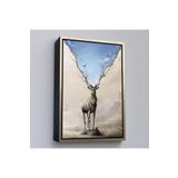 Harita Sepeti Altın Çerçeveli Daha Güzel Bir Doğa Hayal Eden Geyik Sürreal Duvar Tablosu 55 X 75 Altın Frm6017