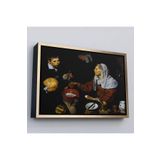 Harita Sepeti Altın Çerçeveli Diego Velázquez - Yumurta Pişiren Yaşlı Kadın Tablosu - Old Woman Frying Eggs 40 X 55 Altın Frm_7051