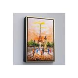 Harita Sepeti Altın Çerçeveli Eyfel Kulesi Manzaralı Yağlıboya Görünüm Dekoratif Kanvas Duvar Tablosu 40 X 55 Altın Frm5929