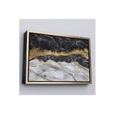 Harita Sepeti Altın Çerçeveli Mermer Desenli Ve Altun Tozu Detaylı Soyut Modern Kanvas Tablo 55 X 75 Altın Frm_5054