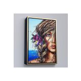 Harita Sepeti Altın Çerçeveli Renkli Güzel Kadın Duvar Tablosu 55 X 75 Altın Frm_6154