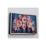 Harita Sepeti Altın Çerçeveli Şakayık Çiçeği Tablosu, Kanvas Duvar Tablosu 40 X 55 Altın Frm_1198
