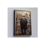 Harita Sepeti Altın Çerçeveli Vladimir Lenin Sovyet Dönemi Rusya Dekoratif Duvar Tablosu 55 X 75 Altın Frm_6194