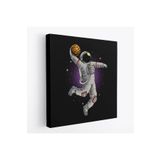 Harita Sepeti Ay'Da Basketbol Oynayan Astronot Kanvas Tablo-5068 50 X 50 Karışık Hs-5068