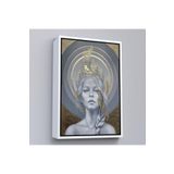 Harita Sepeti Beyaz Çerçeveli Altın Detayları İle Güzel Kadın Duvar Tablosu 75 X 105 Beyaz Frm_6044
