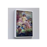Harita Sepeti Beyaz Çerçeveli Bahçedeki Anne Ve Melekleri Dekoratif Duvar Tablosu 40 X 55 Beyaz Frm_6214