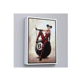 Harita Sepeti Beyaz Çerçeveli Bilardo Topunun Üstünde Oturan Pub Kızı Duvar Tablosu 75 X 105 Beyaz Frm6230