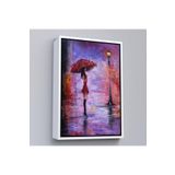 Harita Sepeti Beyaz Çerçeveli Gece Lambası Altında Şemsiyeli Kız Tablosu 55 X 75 Beyaz Frm5978