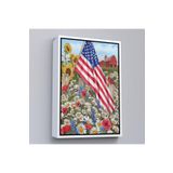 Harita Sepeti Beyaz Çerçeveli Güzel Bahçe İçierisindeki Amerka Bayrağı Duvar Tablosu 75 X 105 Beyaz Frm6278