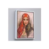 Harita Sepeti Beyaz Çerçeveli Kırmızı Başörtülü Güzel Kadın Duvar Tablosu 75 X 105 Beyaz Frm6206