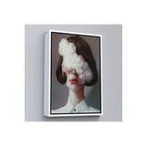 Harita Sepeti Beyaz Çerçeveli Modern Gerçeküstü Kadın Sanatı Kanvas Tablo, Pop Art Kanvastablo Sanatı 40 X 55 Beyaz Frm_5212