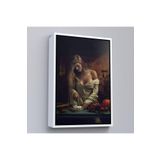 Harita Sepeti Beyaz Çerçeveli Peynir Kesen Güzel Kadın Dekoratif Duvar Tablosu 25 X 35 Beyaz Frm_6299