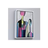 Harita Sepeti Beyaz Çerçeveli Pop Art Soyut İnsanlar Tablosu 75 X 105 Beyaz Frm378