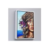 Harita Sepeti Beyaz Çerçeveli Renkli Güzel Kadın Duvar Tablosu 55 X 75 Beyaz Frm_6154
