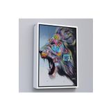 Harita Sepeti Beyaz Çerçeveli Renkli Kükreyen Aslan Kanvas Tablo, Pop Art, Sokak Sanatı 25 X 35 Beyaz Frm_5316
