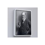 Harita Sepeti Beyaz Çerçeveli Sigmund Freud Siyah Beyaz Fotoğrafı Kanvas Tablo,5238_FRM_55 x 75_B