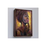 Harita Sepeti Çerçeveli Afrikalı Kadın Portresi Pop Art Duvar Tablosu-6008 55 X 75 Kahverengi Frm_6008
