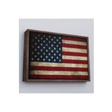 Harita Sepeti Çerçeveli Amerika Birleşik Devletleri Bayrağı Rustik Kanvas Tablo-5412 40 X 55 Kahverengi Frm_5412
