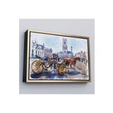 Harita Sepeti Çerçeveli Brugge Tarihi Kasabası Belçika Dekoratif Kanvas Tablo-3512 25 X 35 Altın Frm_3512