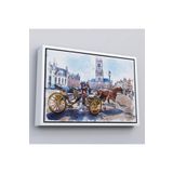 Harita Sepeti Çerçeveli Brugge Tarihi Kasabası Belçika Dekoratif Kanvas Tablo-3512 75 X 105 Beyaz Frm_3512