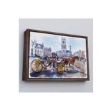 Harita Sepeti Çerçeveli Brugge Tarihi Kasabası Belçika Dekoratif Kanvas Tablo-3512 75 X 105 Kahverengi Frm_3512