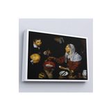Harita Sepeti Çerçeveli Diego Velázquez - Yumurta Pişiren Yaşlı Kadın Tablosu - Old Woman Frying Eggs-7051 40 X 55 Beyaz Frm_7051