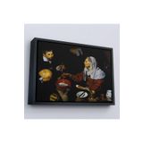 Harita Sepeti Çerçeveli Diego Velázquez - Yumurta Pişiren Yaşlı Kadın Tablosu - Old Woman Frying Eggs-7051 75 X 105 Siyah Frm_7051