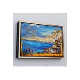 Harita Sepeti Çerçeveli Güney İtalya Yağlıboya Görünüm Dekoratif Kanvas Duvar Tablosu-3578 40 X 55 Altın Frm_3578