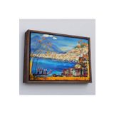 Harita Sepeti Çerçeveli Güney İtalya Yağlıboya Görünüm Dekoratif Kanvas Duvar Tablosu-3578 40 X 55 Kahverengi Frm_3578