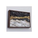Harita Sepeti Çerçeveli Mermer Desenli Ve Altun Tozu Detaylı Soyut Modern Kanvas Tablo-5054 25 X 35 Kahverengi Frm_5054