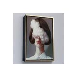 Harita Sepeti Çerçeveli Modern Gerçeküstü Kadın Sanatı Kanvas Tablo, Pop Art Kanvastablo Sanatı-5212 25 X 35 Altın Frm_5212