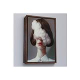 Harita Sepeti Çerçeveli Modern Gerçeküstü Kadın Sanatı Kanvas Tablo, Pop Art Kanvastablo Sanatı-5212 55 X 75 Kahverengi Frm_5212