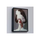 Harita Sepeti Çerçeveli Modern Gerçeküstü Kadın Sanatı Kanvas Tablo, Pop Art Kanvastablo Sanatı-5212 75 X 105 Siyah Frm_5212