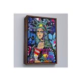 Harita Sepeti Çerçeveli Mona Lisa Grafitti Pop Art Duvar Tablosu -6216 40 X 55 Kahverengi Frm_6216
