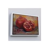 Harita Sepeti Çerçeveli Nar Yağlı Boya Görünümlü Klasik Sanat Tablosu-1230 25 X 35 Beyaz Frm_1230