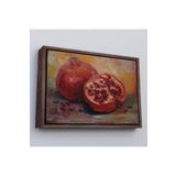 Harita Sepeti Çerçeveli Nar Yağlı Boya Görünümlü Klasik Sanat Tablosu-1230 40 X 55 Kahverengi Frm_1230