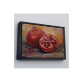 Harita Sepeti Çerçeveli Nar Yağlı Boya Görünümlü Klasik Sanat Tablosu-1230 55 X 75 Siyah Frm_1230