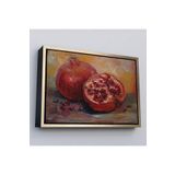 Harita Sepeti Çerçeveli Nar Yağlı Boya Görünümlü Klasik Sanat Tablosu-1230 75 X 105 Altın Frm_1230