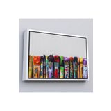 Harita Sepeti Çerçeveli Sanatsal Tuval Üzerinde Renkli Yağlı Boya Sanatçı Fırçaları Tablo-1199 55 X 75 Beyaz Frm_1199