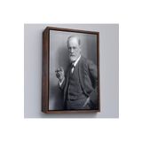 Harita Sepeti Çerçeveli Sigmund Freud Elinde Puro İle Siyah Beyaz Fotoğrafı Kanvas Tablo-5238 40 X 55 Kahverengi Frm_5238