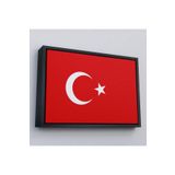 Harita Sepeti Çerçeveli Türk Bayrağı Dekoratif Kanvas Duvar Tablosu-3668 25 X 35 Siyah Frm_3668