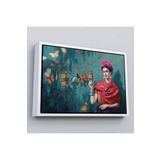 Harita Sepeti Çerçeveli Ünlü Ressam Ve Kelebekler Kanvas Tablo-5169 55 X 75 Beyaz Frm_5169