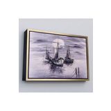 Harita Sepeti Çerçeveli Venedik İtalya Yelkenli Limanı Yağlı Boya Görünümlü Tablo-1200 40 X 55 Altın Frm_1200