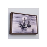 Harita Sepeti Çerçeveli Venedik İtalya Yelkenli Limanı Yağlı Boya Görünümlü Tablo-1200 55 X 75 Kahverengi Frm_1200